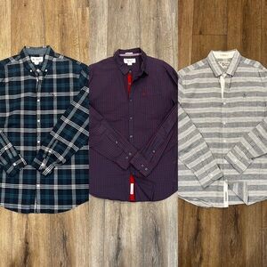 Set of 3 Penguin Striped Long Sleeve Button Downs (Men)
